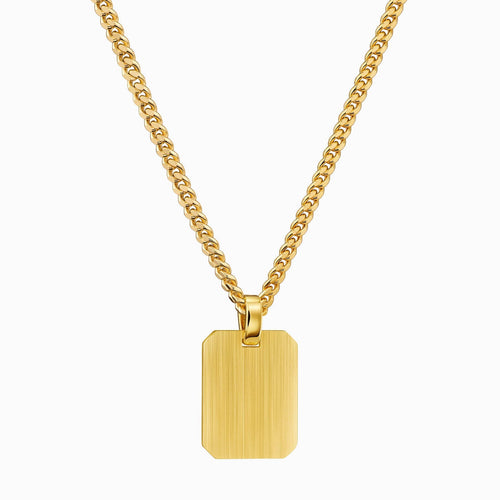 ENGRAVING PLATE OCTAGON NECKLACE 925 SILVER 18 CARAT GOLD PLATED