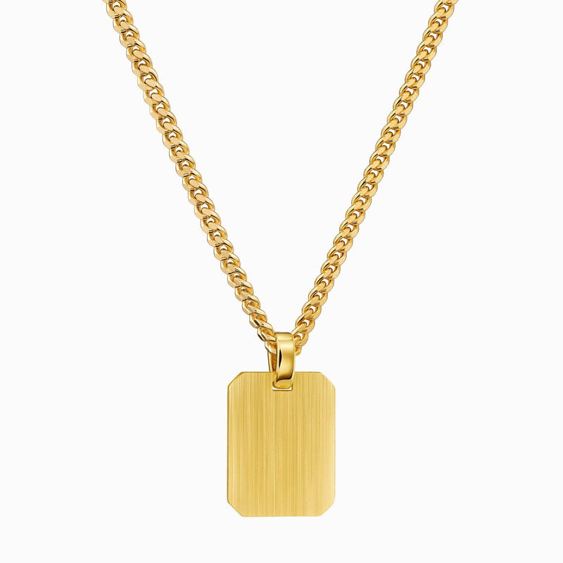 ENGRAVING PLATE OCTAGON NECKLACE 925 SILVER 18 CARAT GOLD PLATED