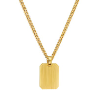 Engraved Octagon Necklace, Satin Finish