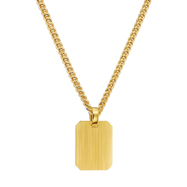 Graveerplaat achthoekige ketting, mat