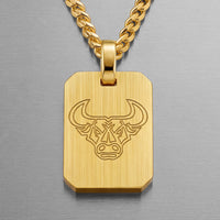 Engraved Octagon Necklace, Satin Finish, Personalized - 2