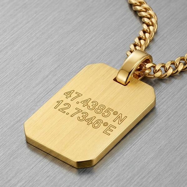 Gravurplatte Oktagon Halskette Mattiert Groß Personalisieren - 1