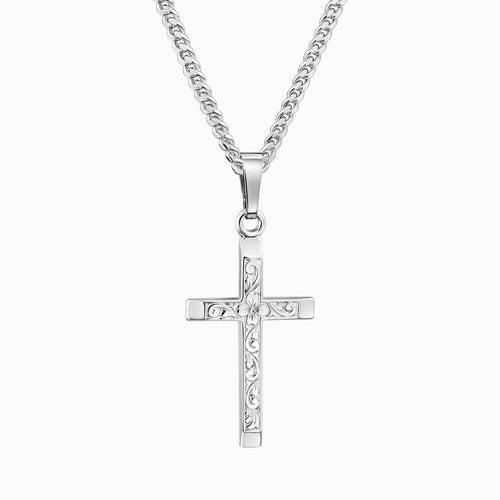 KREUZ HALSKETTE 925 SILBER RHODINIERT