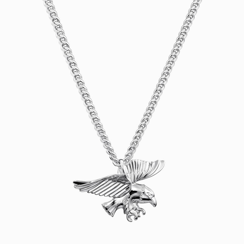 EAGLE NECKLACE PENDANT 925 SILVER RHODIUM PLATED
