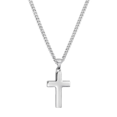 CROSS NECKLACE POLISHED 925 SILVER RHODIUM PLATED