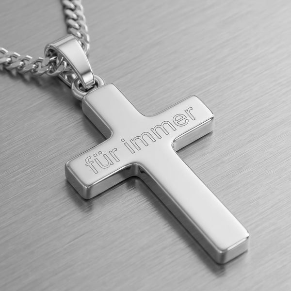 Naszyjnik z krzyżem, grawerowany wisiorek, wypolerowany, z możliwością personalizacji – 3