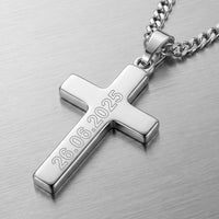 Cross Necklace Engraved Pendant Polished Personalized - 1