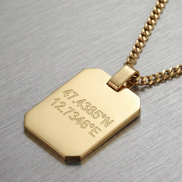 Engraved Octagon Necklace Pendant - Personalize - 1