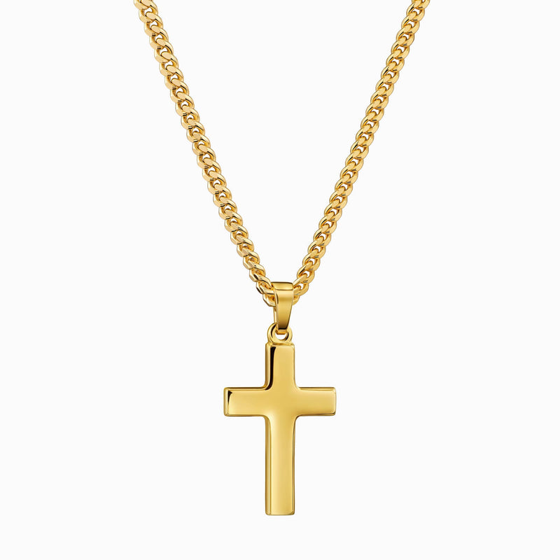 CROSS NECKLACE POLISHED 925 SILVER 18 CARAT GOLD PLATED