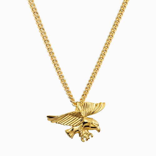 EAGLE NECKLACE 925 SILVER 18 CARAT GOLD PLATED