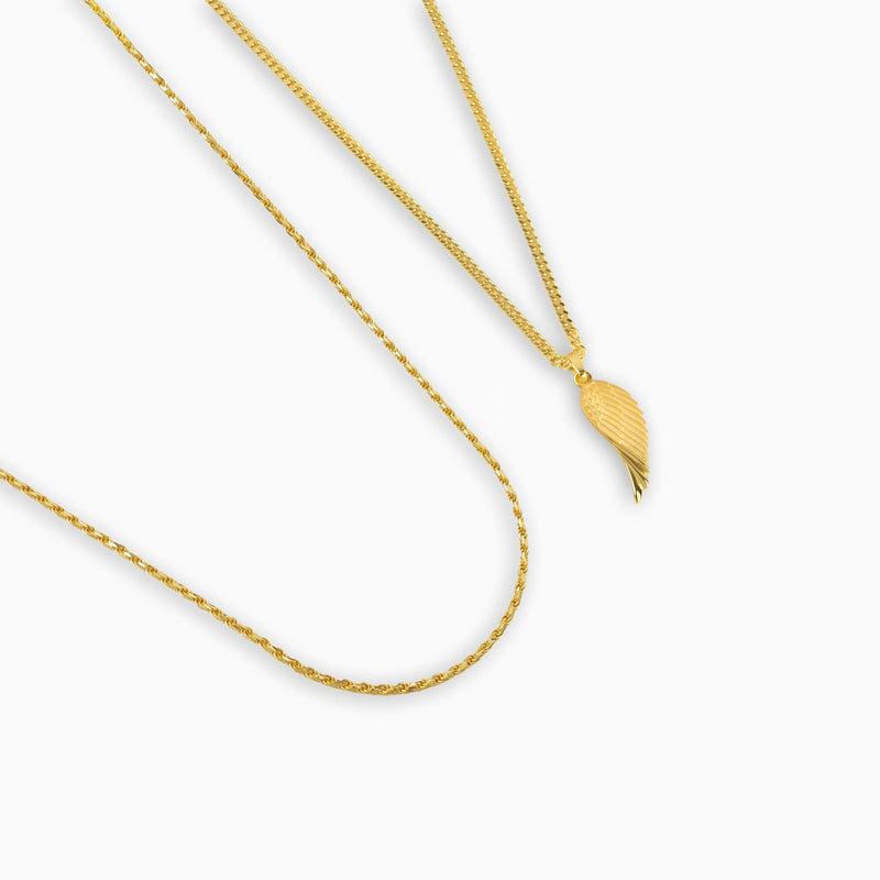 FLÜGEL HALSKETTE KORDELKETTE SET 925 SILBER 18 KARAT VERGOLDET