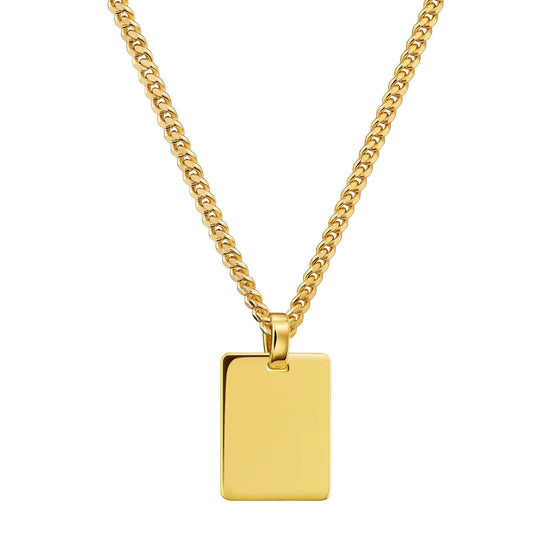 Engraved Rectangular Necklace, Polished
