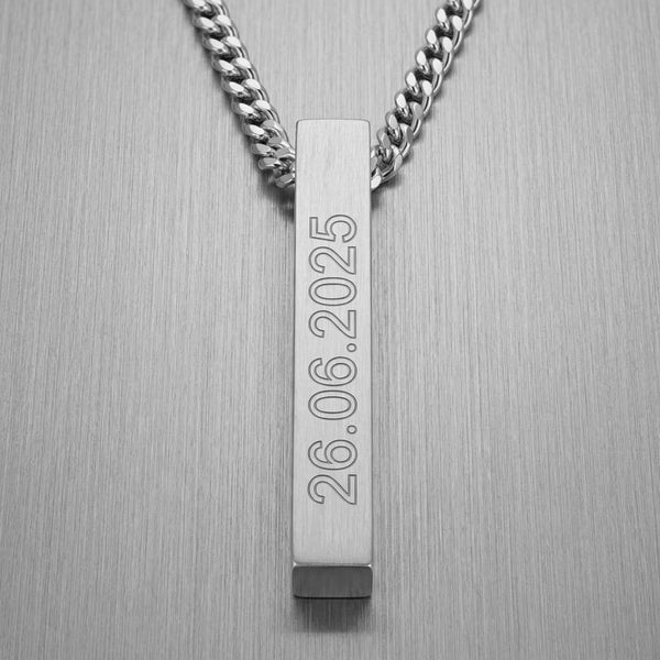 Personalized Engraved Bar Necklace Pendant - 2