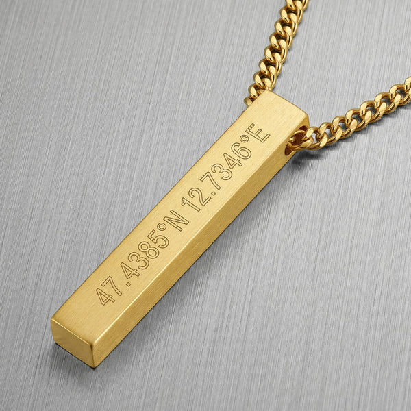 Staafvormige ketting met gegraveerde hanger, personaliseren - 1
