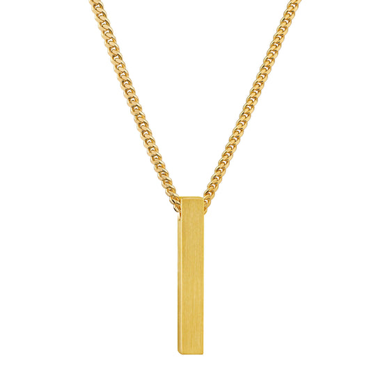 Bar-shaped necklace with engraved pendant