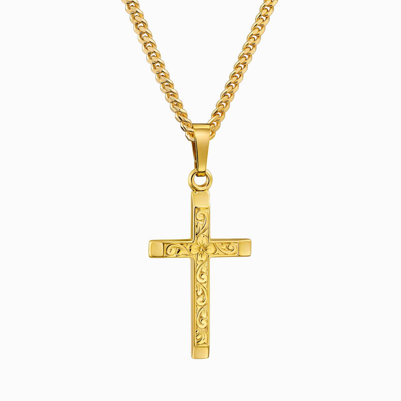CROSS NECKLACE 925 SILVER 18 CARAT GOLD PLATED