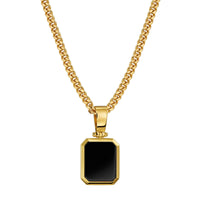 Onyx Octagon Necklace with Engraved Pendant