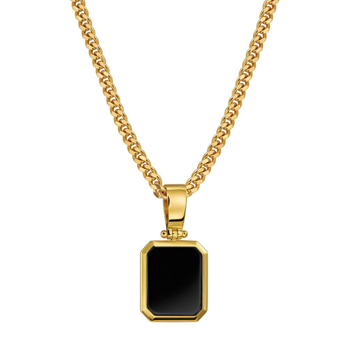 ONYX ACHTHOEK COLLIER 925 ZILVER 18 KARAAT VERGULD