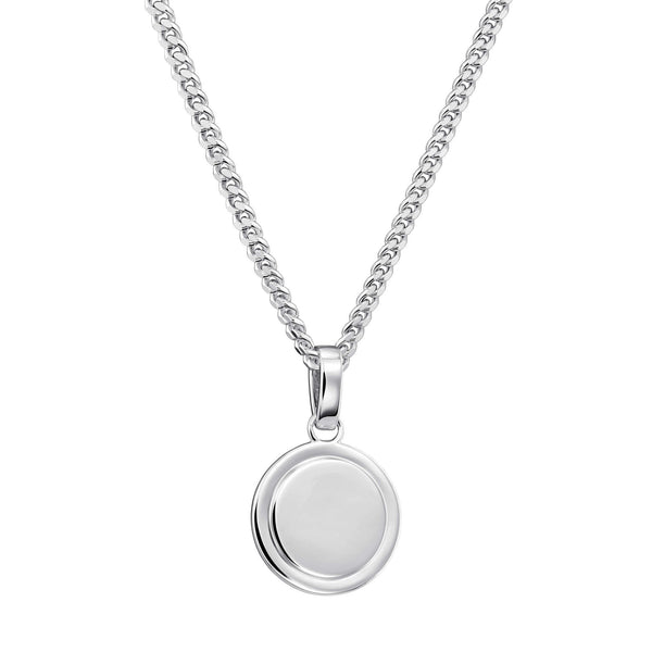 Graveerplaatje in de vorm van een munt als hanger voor een ketting