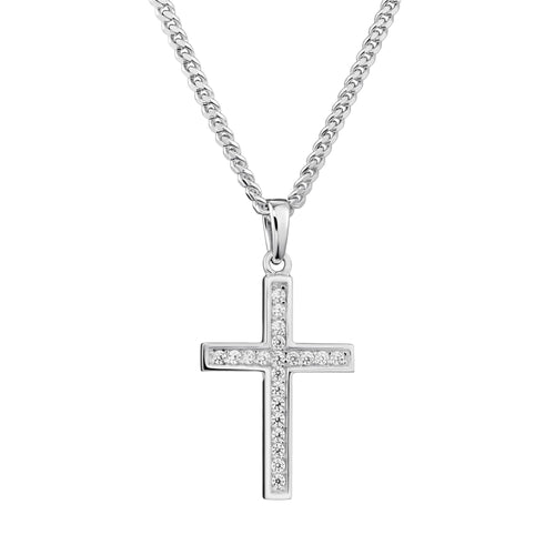 KRUIS KETTING ICED OUT 925 ZILVER GERHODINEERD