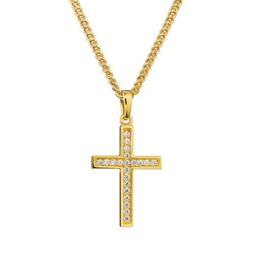 KRUIS KETTING ICED OUT 925 ZILVER 18 KARAAT VERGULD