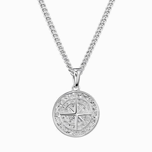COMPASS NECKLACE 925 SILVER RHODIUM PLATED