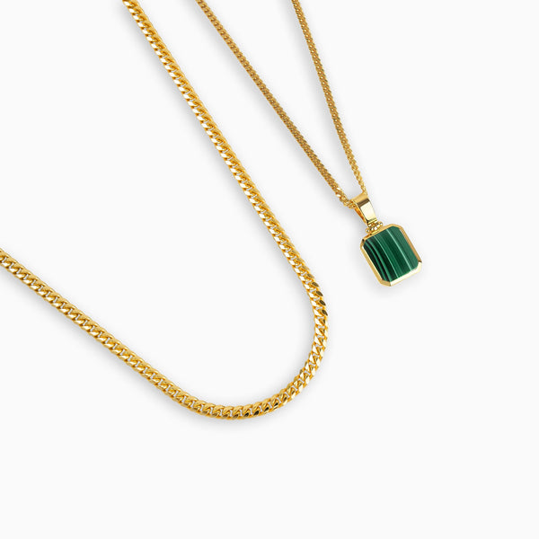 MALACHITE NECKLACE AND CHAIN SET