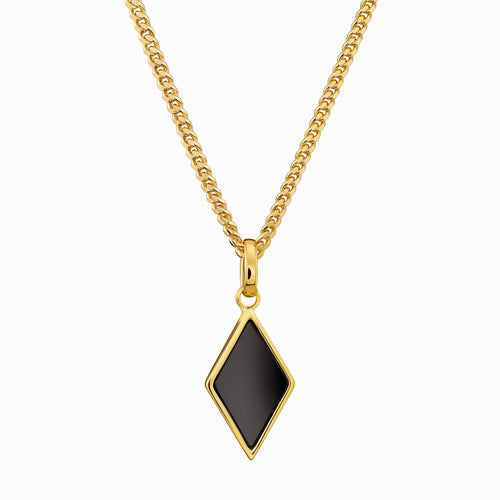 ONYX DIAMOND NECKLACE 925 SILVER 18 CARAT GOLD PLATED
