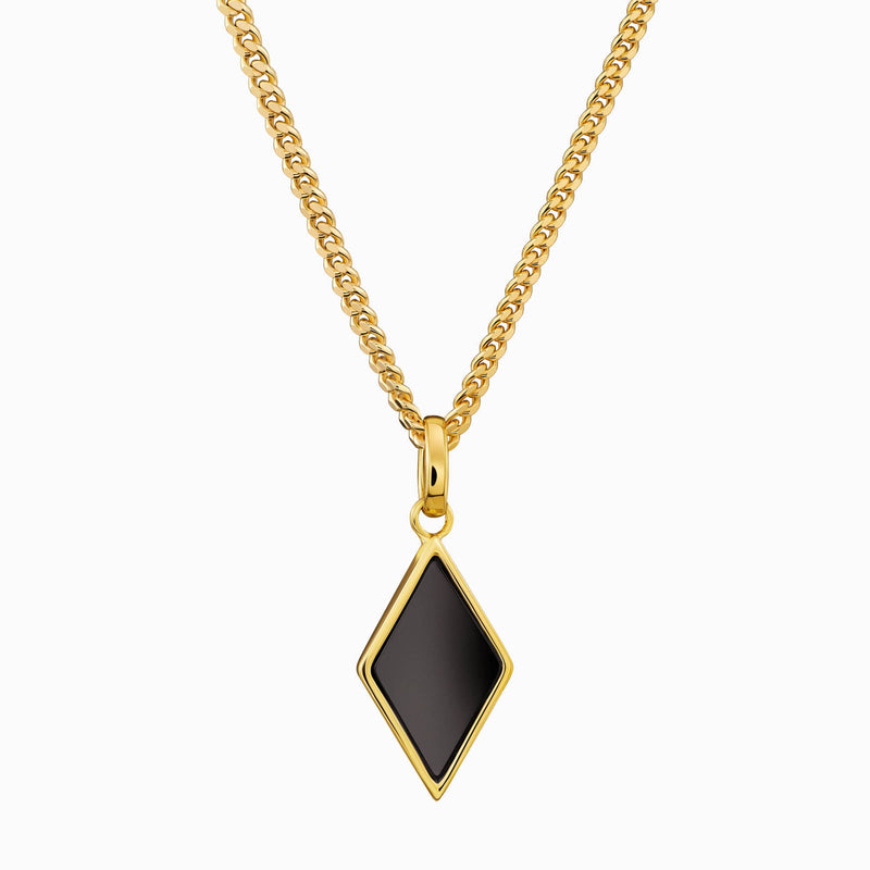 ONYX DIAMOND NECKLACE 925 SILVER 18 CARAT GOLD PLATED