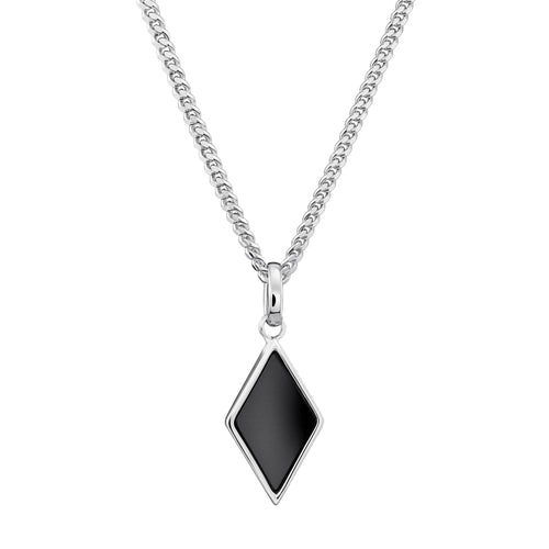ONYX DIAMANTEN COLLIER 925 ZILVER GERHODINEERD