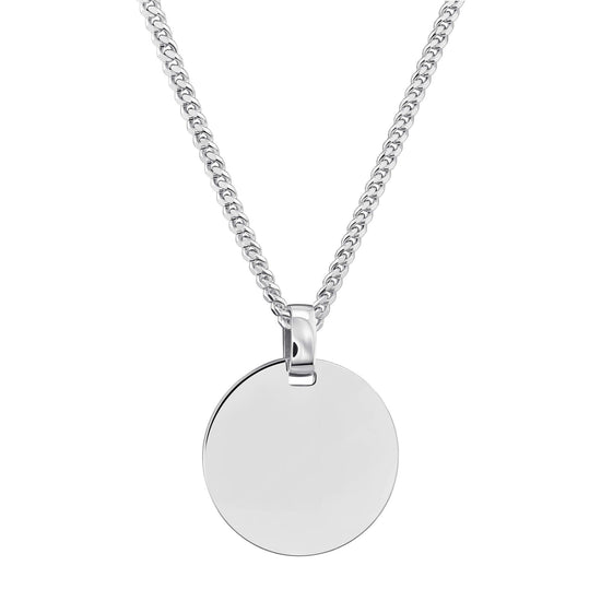 Engraved Round Necklace, Polished