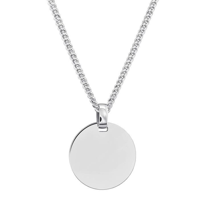 Engraved Round Necklace, Polished
