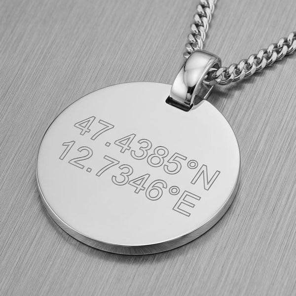 Naszyjnik z płytką do grawerowania, okrągły, wypolerowany, z możliwością personalizacji – 1