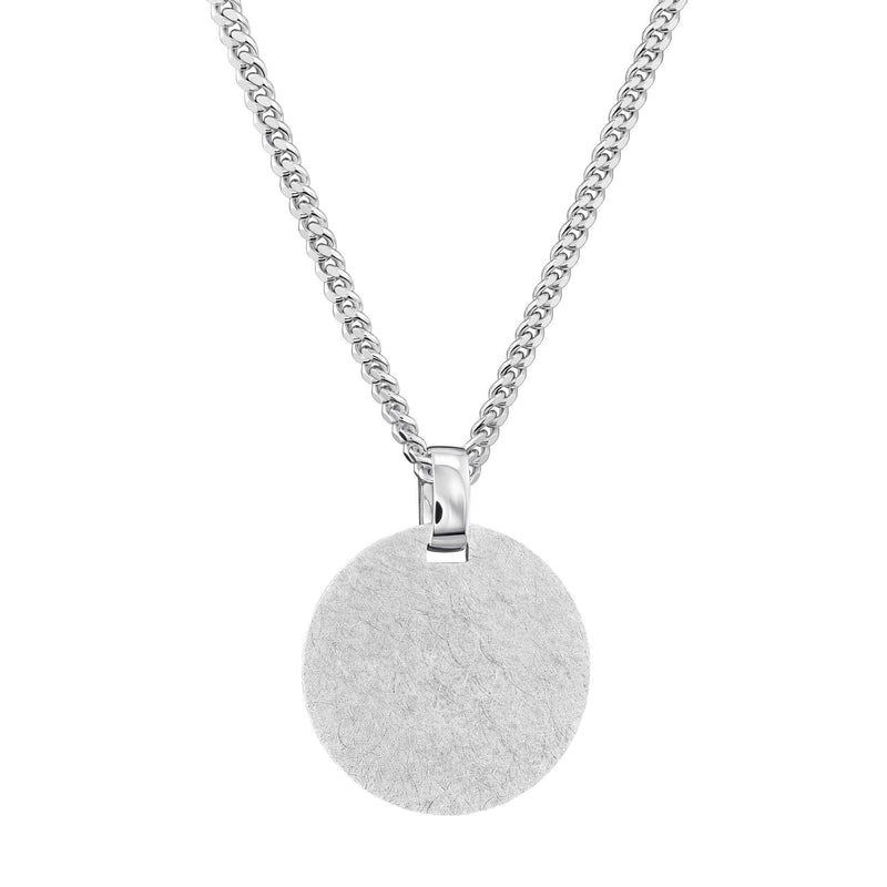 GRAVEERPLAATJE ROND IJSMAT COLLIER 925 ZILVER GERHODINEERD