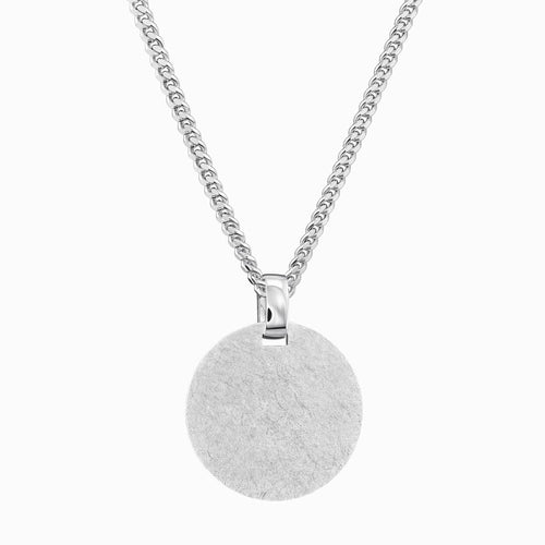 ENGRAVING PLATE ROUND ICE MATT NECKLACE 925 SILVER RHODIUM PLATED