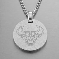 Engraved Round Necklace with Frosted Finish - Personalize - 2