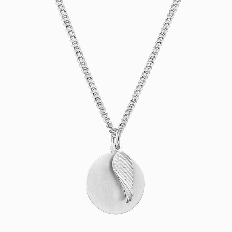 WING ENGRAVING PLATE NECKLACE 925 SILVER RHODIUM PLATED