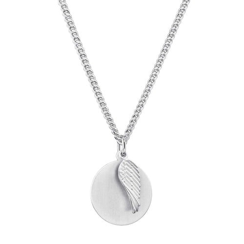 VLEUGEL GRAVEERPLAAT COLLIER 925 ZILVER GERHODINEERD