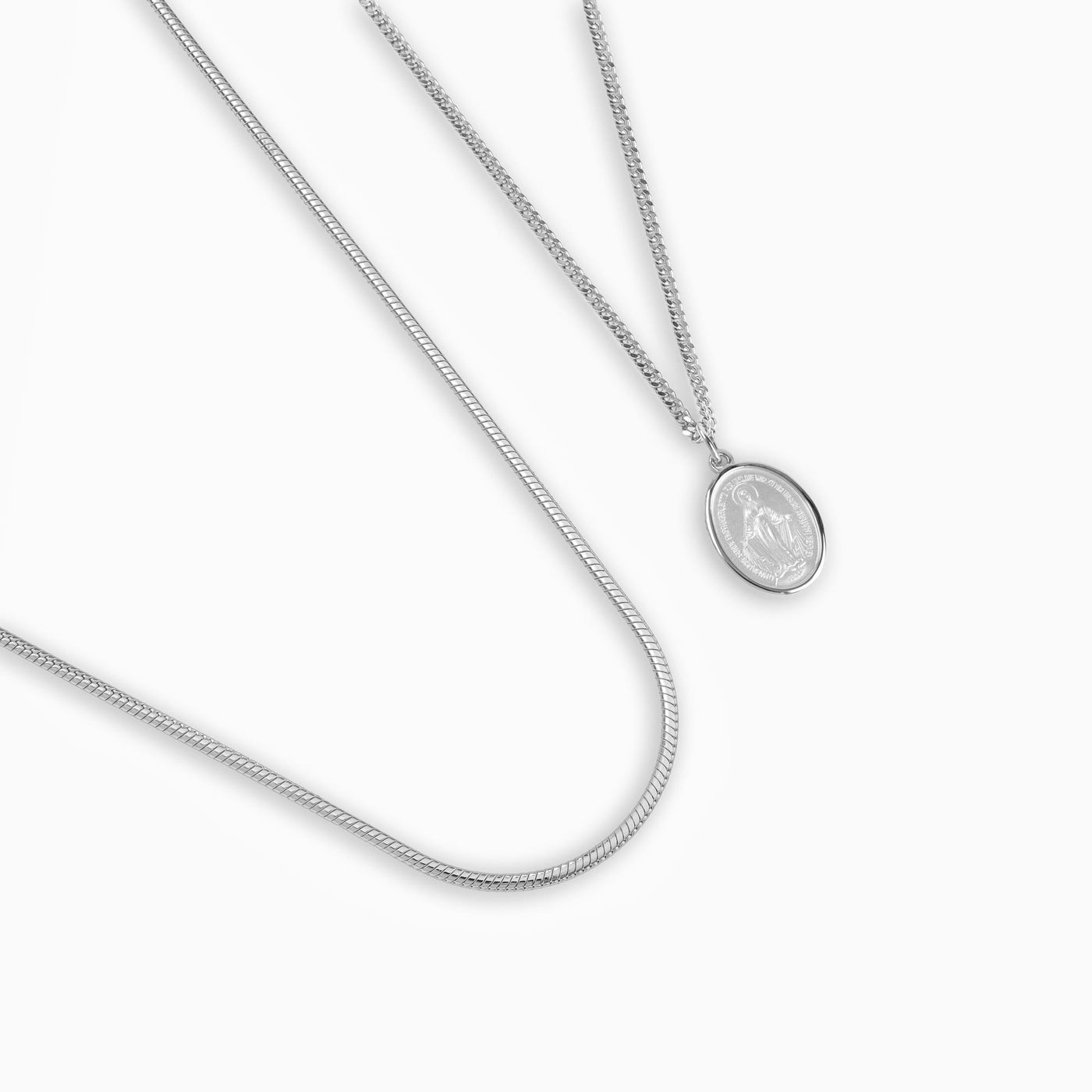 MADONNA HALSKETTE SCHLANGENKETTE SET 925 SILBER RHODINIERT