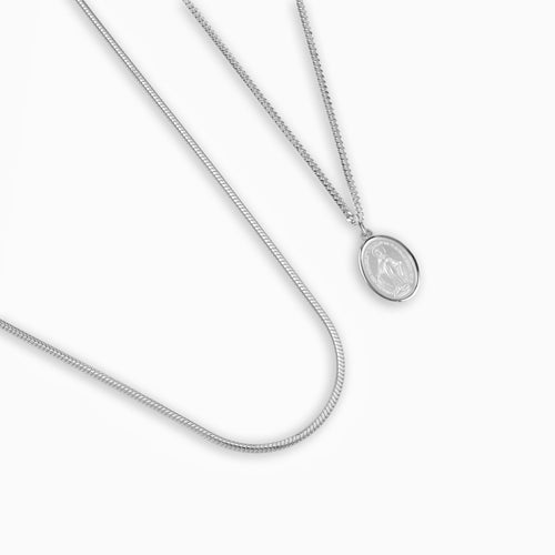 MADONNA HALSKETTE SCHLANGENKETTE SET 925 SILBER RHODINIERT