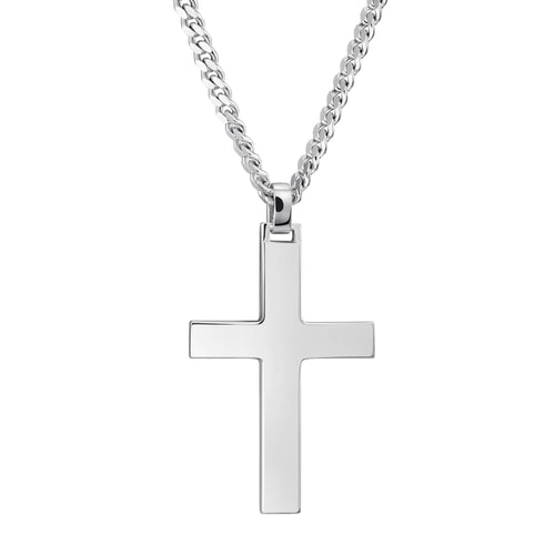 CROSS NECKLACE POLISHED 925 SILVER RHODIUM PLATED
