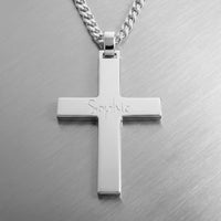 Polished Cross Necklace Pendant - Customizable - 2
