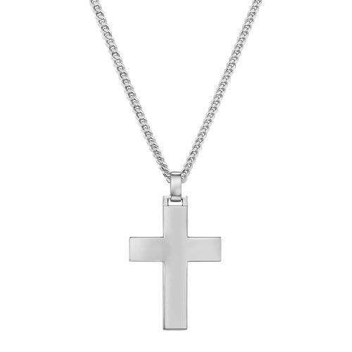 KREUZ HALSKETTE POLIERT 925 SILBER RHODINIERT