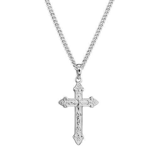 KRUIS KETTING ORNAMENTEN 925 ZILVER GERHODINEERD