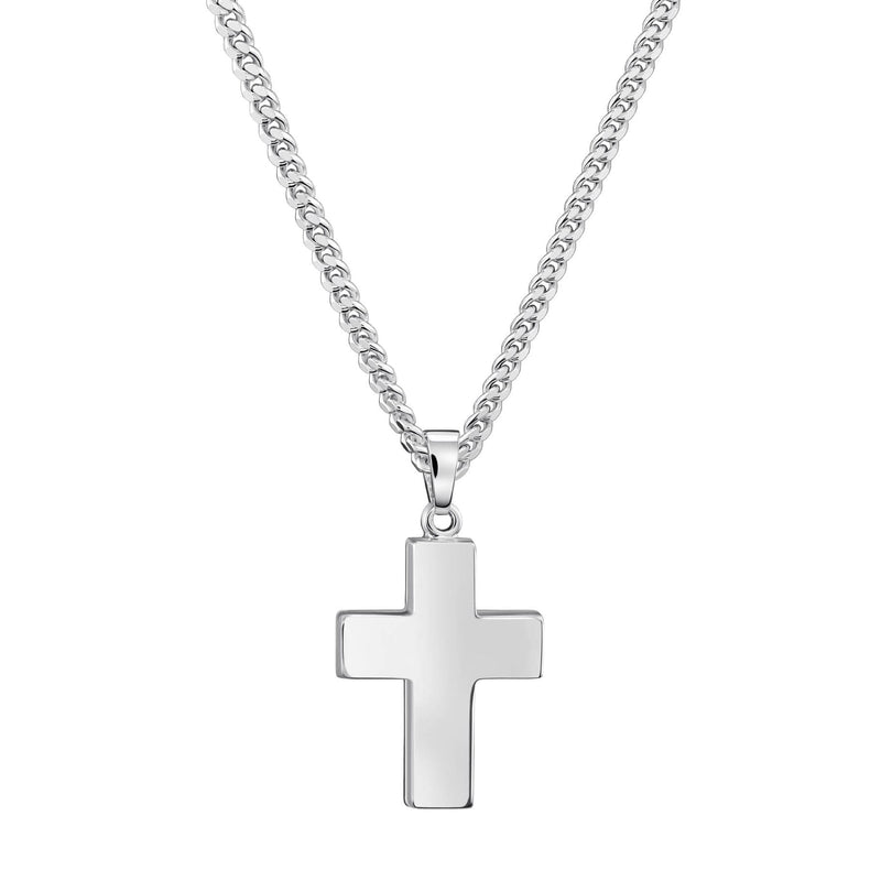 KRUIS KETTING GEPOLIJST 925 ZILVER GERHODINEERD