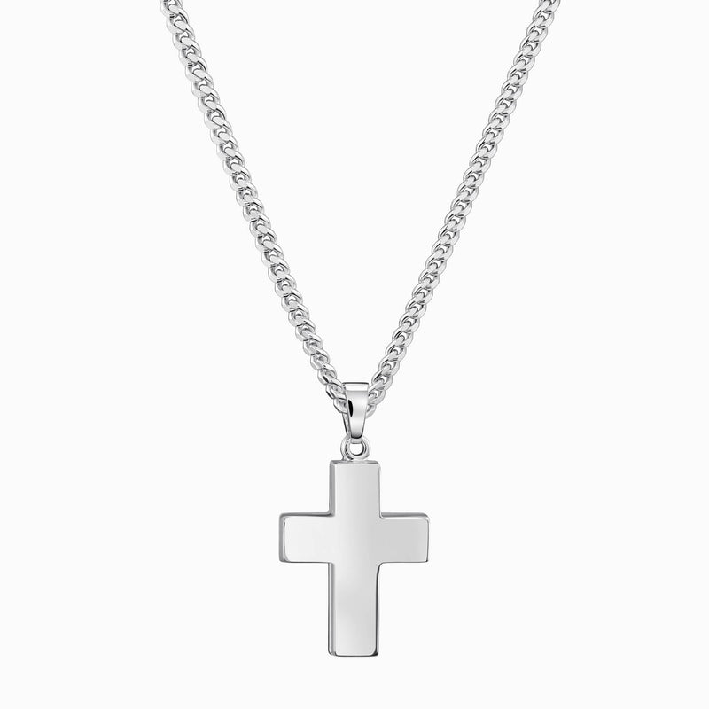 CROSS NECKLACE POLISHED 925 SILVER RHODIUM PLATED