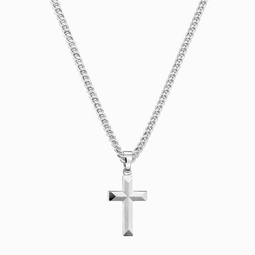 KRUIS KETTING DIAMANT 925 ZILVER GERHODINEERD