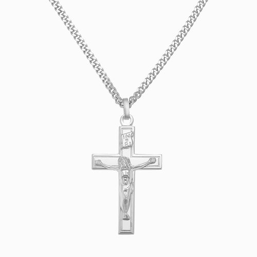 KRUIS KRUISBEELD COLLIER 925 ZILVER GERHODINEERD