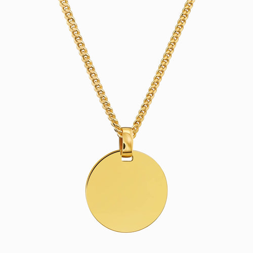 ENGRAVING PLATE ROUND NECKLACE 925 SILVER 18 CARAT GOLD PLATED