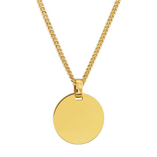 Engraved Round Necklace, Polished